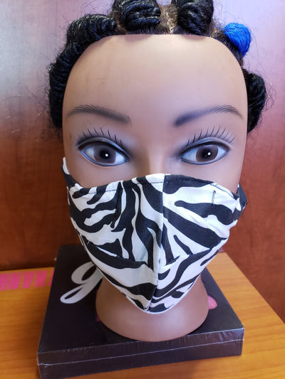 White Zebra Print Face Cover w/ Color inside - MSWCUSTOMPRINTS / LADYGRIND.COM